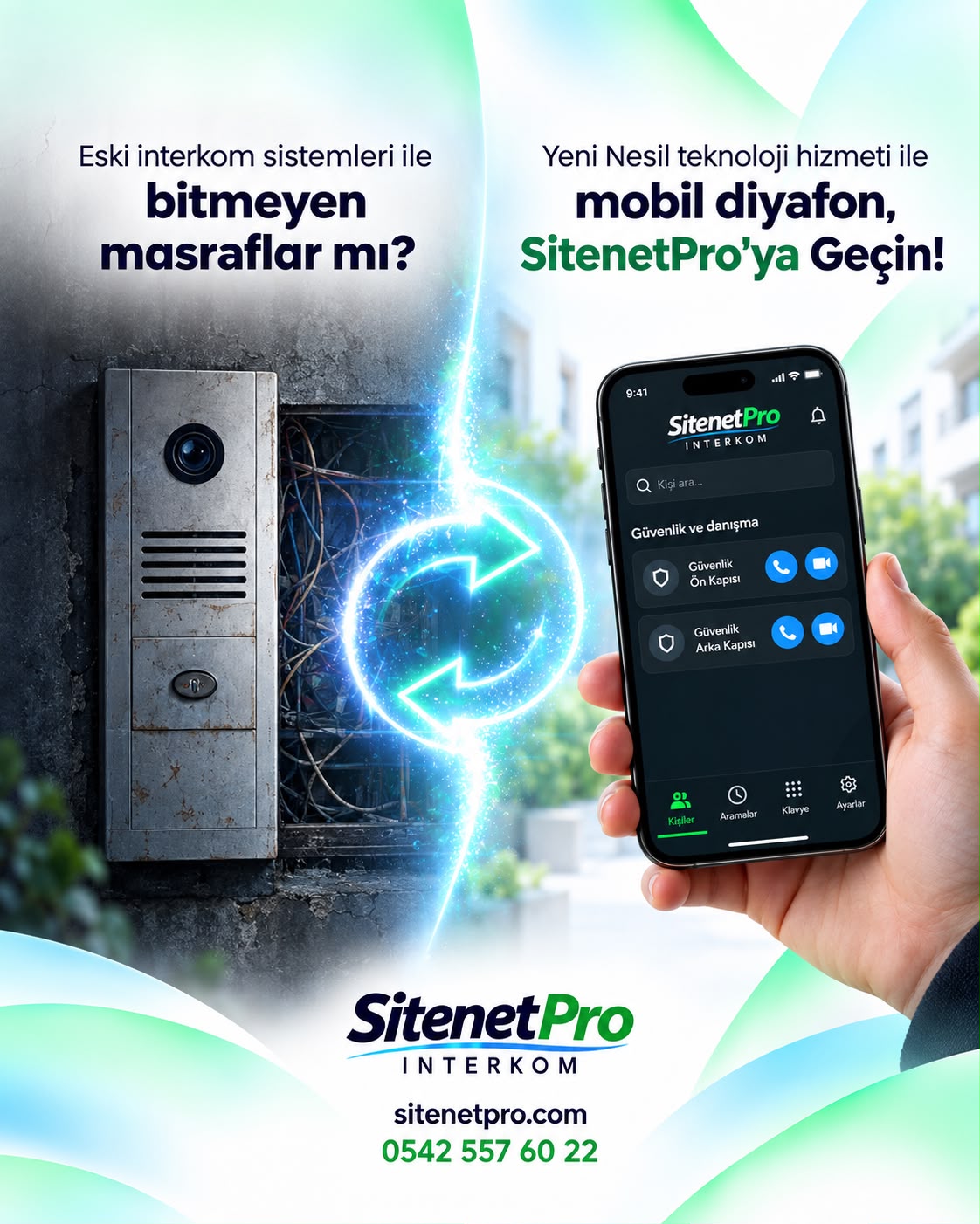 SitenetPro Interkom - eski interkomdan yeni nesil mobil diyafona geçiş
